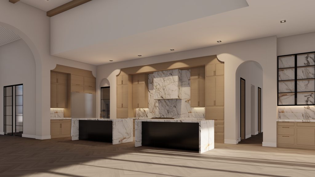 Nuela Designs kitchen design with black island and white oak cabinets