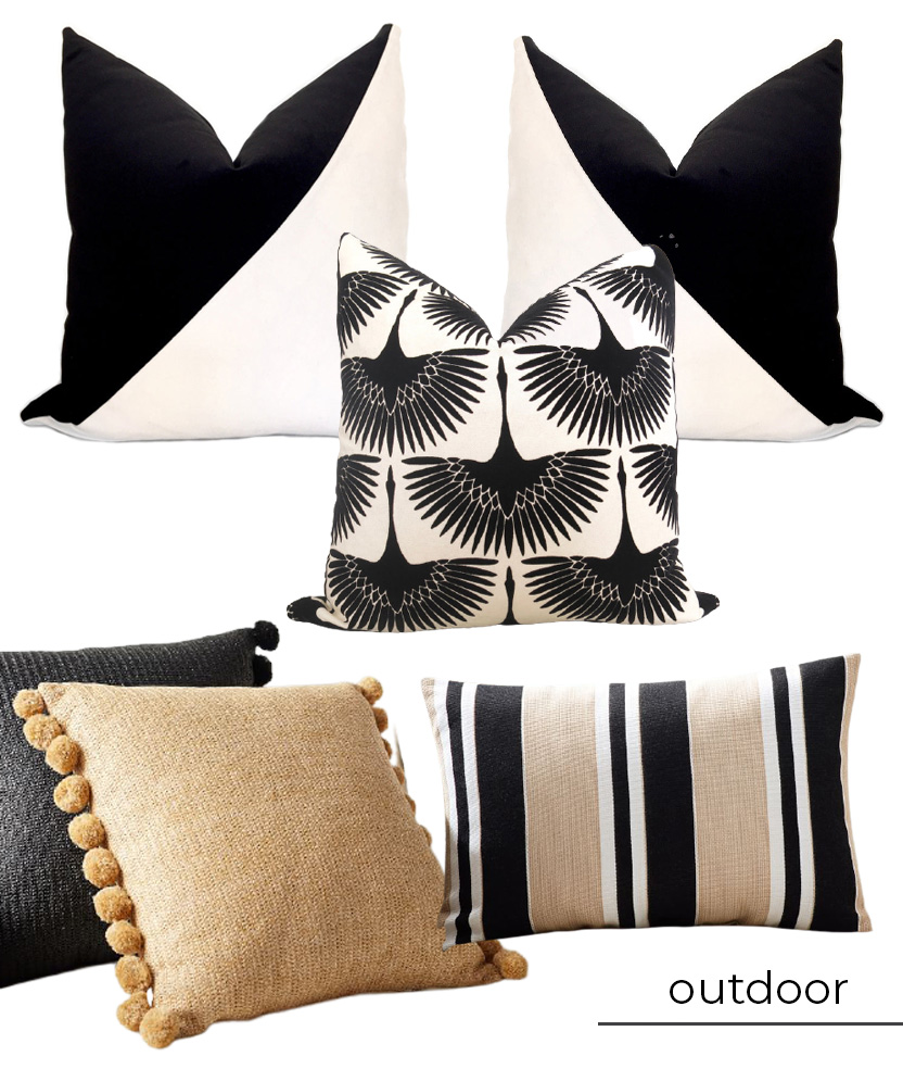 pillows+style+outdoor+black+white