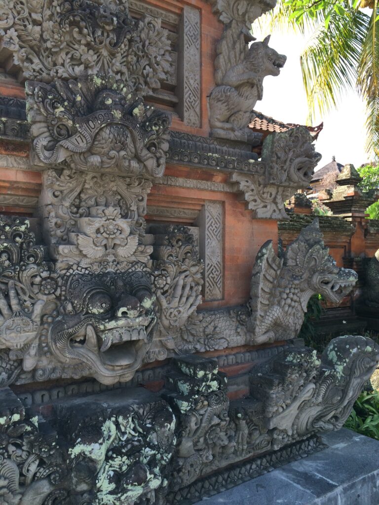 Balinese stone architecture carvings in Ubud