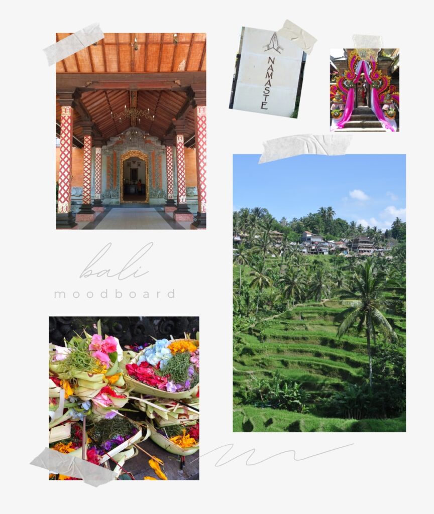 A photo collage of Ubud Bali trip and color inspiration