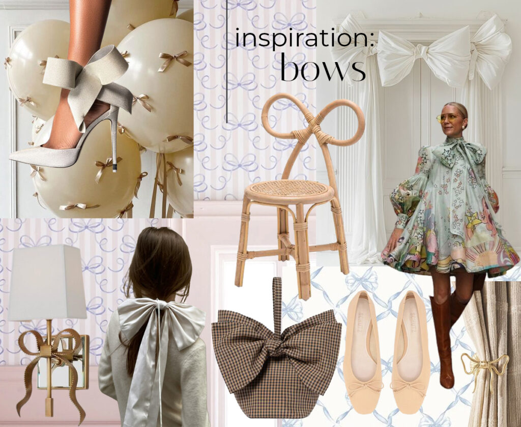 Mood Board of Bows in fashion and interiors trend by Nuela Designs