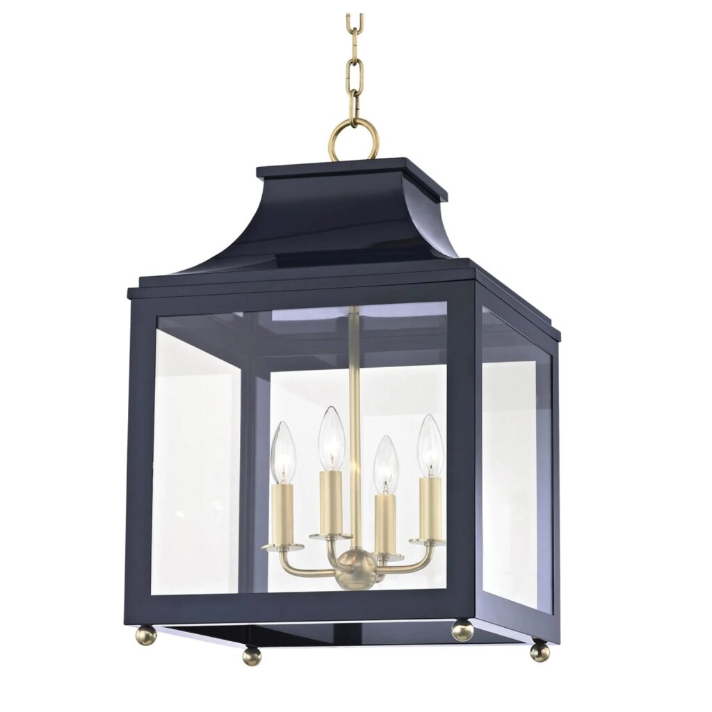 navy and gold lantern pendant light