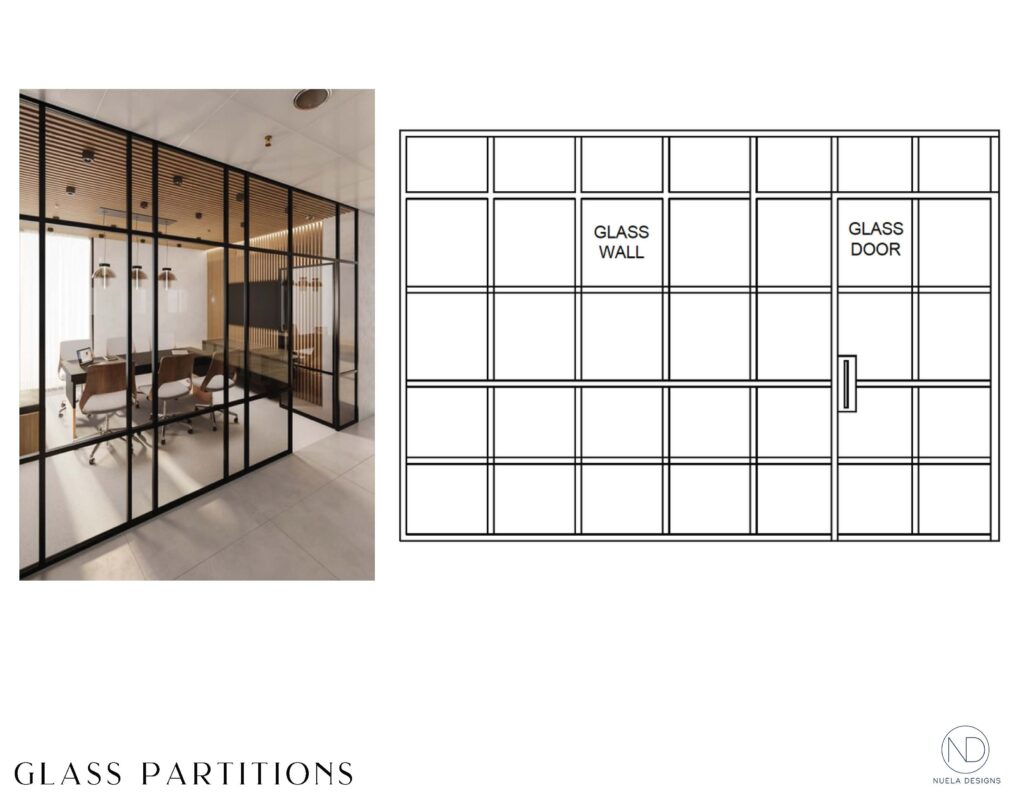 Nuela Designs Conceptual Glass Partition drawing 