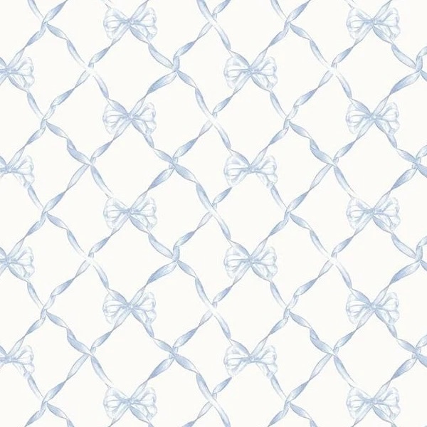 Love Shack Fancy Blue Bow Trellis Wallpaper