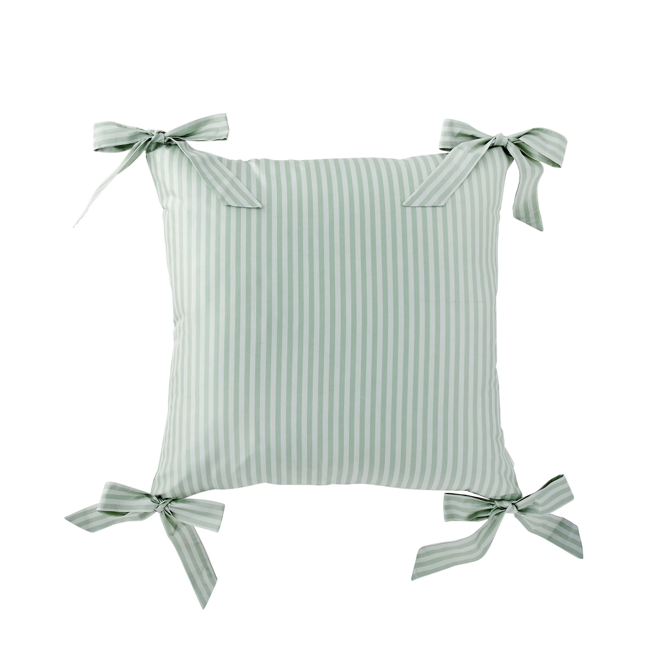 sage green and white stripe pillow