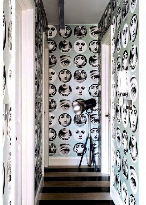 Fornasetti Wallpaper in interior hallway