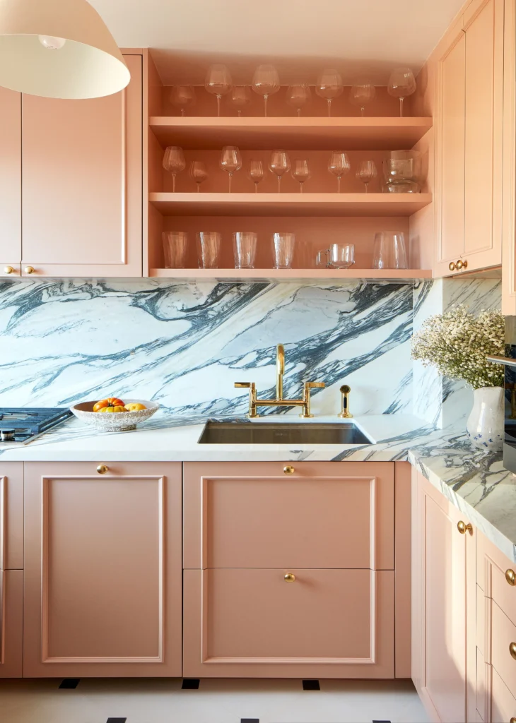 Pink Cabinets in Kitchen