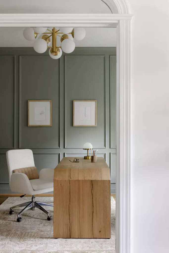 sage green wall paneling