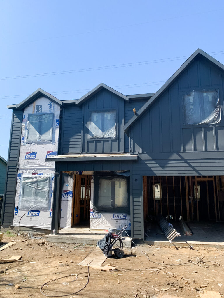 Exterior New Home Build Charcoal Paint