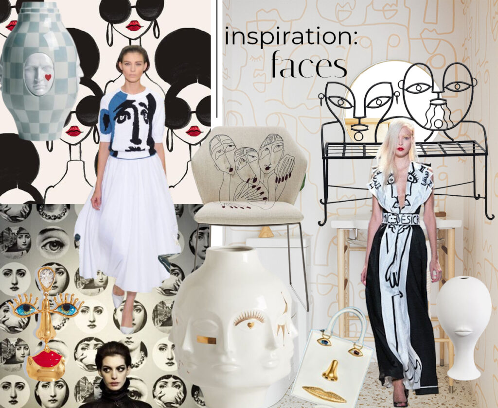 Face mood board inspiration board for fashion and interior design