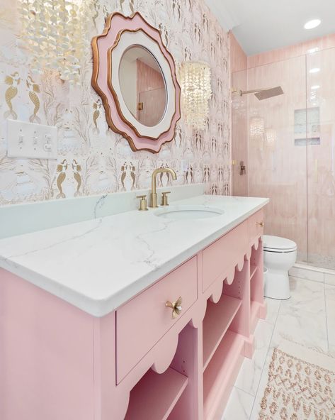 Pink Vanity in Bathroom