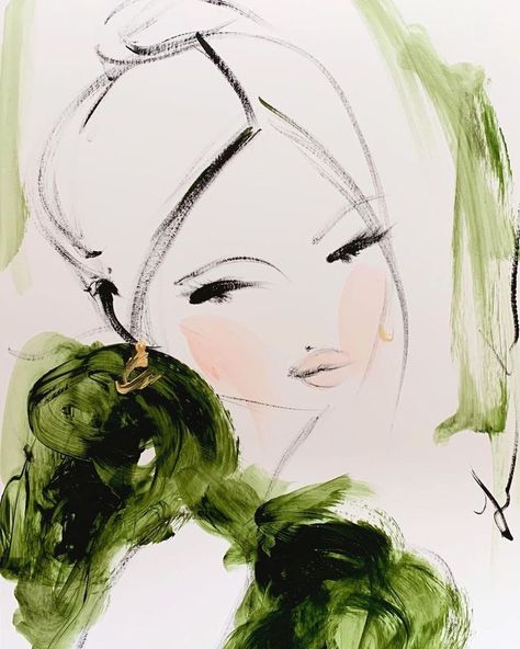 fashion sketch face art green